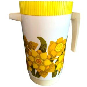 Vintage MCM Aladdinware Yellow Floral Plastic Pitcher